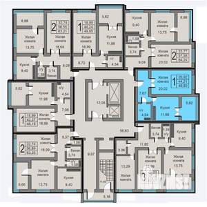 1-к квартира, строящийся дом, 50м2, 15/19 этаж