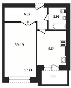 1-к квартира, вторичка, 39м2, 3/3 этаж