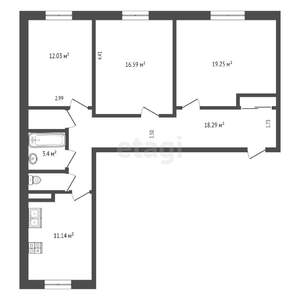 3-к квартира, вторичка, 86м2, 1/23 этаж