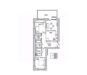 2-к квартира, вторичка, 73м2, 1/8 этаж