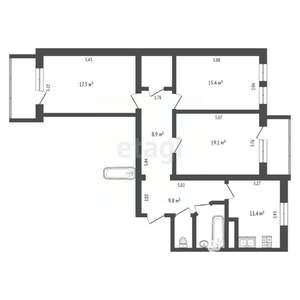 3-к квартира, вторичка, 91м2, 9/9 этаж