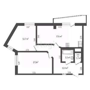 2-к квартира, вторичка, 64м2, 10/17 этаж