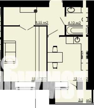 1-к квартира, строящийся дом, 43м2, 1/9 этаж