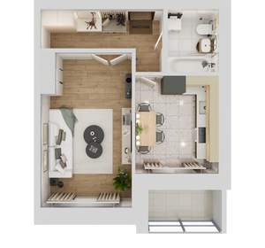 1-к квартира, вторичка, 39м2, 2/3 этаж