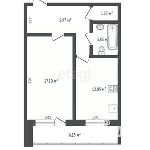 1-к квартира, вторичка, 49м2, 2/4 этаж