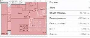 1-к квартира, вторичка, 49м2, 5/9 этаж