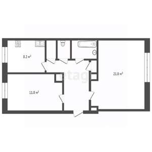 2-к квартира, вторичка, 58м2, 3/3 этаж