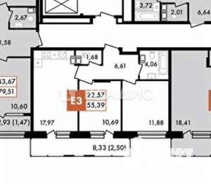 2-к квартира, сданный дом, 55м2, 9/13 этаж