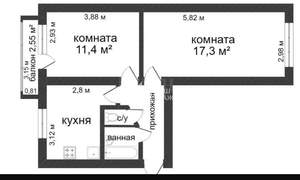 2-к квартира, вторичка, 44м2, 4/5 этаж