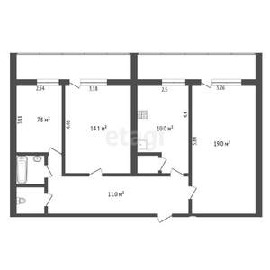 3-к квартира, вторичка, 66м2, 7/12 этаж