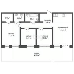 3-к квартира, вторичка, 94м2, 1/4 этаж
