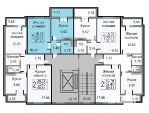 1-к квартира, строящийся дом, 37м2, 2/10 этаж