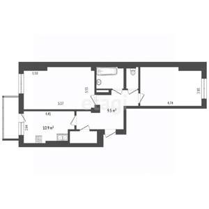 2-к квартира, вторичка, 61м2, 3/13 этаж