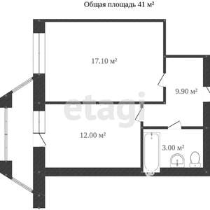 1-к квартира, вторичка, 41м2, 5/5 этаж