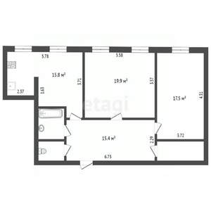 2-к квартира, вторичка, 78м2, 7/7 этаж