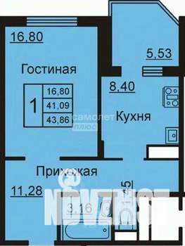 1-к квартира, вторичка, 44м2, 8/10 этаж