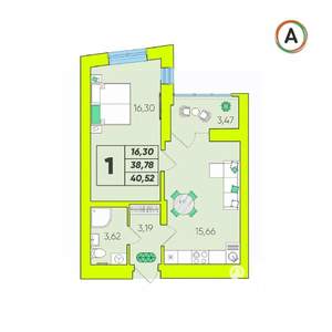 1-к квартира, вторичка, 41м2, 8/16 этаж