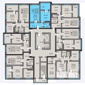 1-к квартира, строящийся дом, 50м2, 19/19 этаж