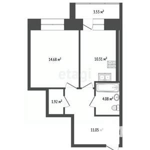 1-к квартира, сданный дом, 44м2, 3/9 этаж