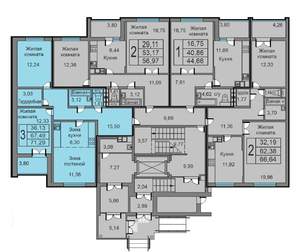 3-к квартира, строящийся дом, 71м2, 1/10 этаж