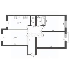 3-к квартира, вторичка, 71м2, 3/3 этаж