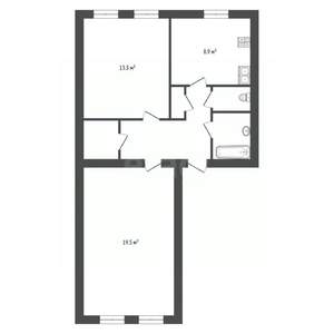 2-к квартира, вторичка, 56м2, 1/3 этаж