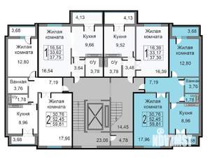 2-к квартира, строящийся дом, 60м2, 1/10 этаж