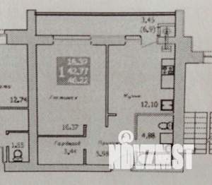 1-к квартира, вторичка, 44м2, 3/12 этаж