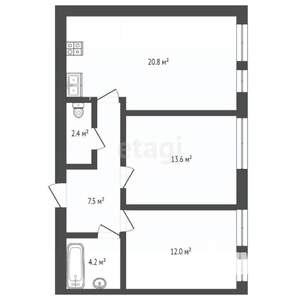 1-к квартира, сданный дом, 38м2, 4/4 этаж