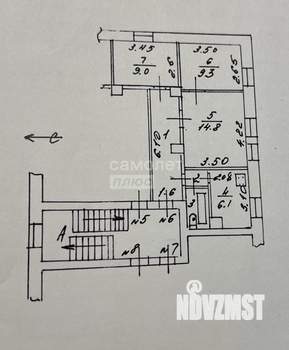 3-к квартира, вторичка, 52м2, 2/2 этаж
