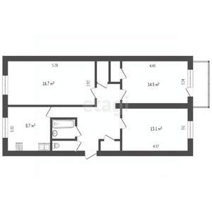 3-к квартира, вторичка, 70м2, 3/5 этаж
