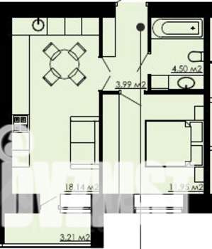 1-к квартира, строящийся дом, 42м2, 9/9 этаж