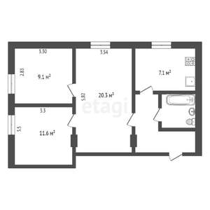 3-к квартира, вторичка, 60м2, 3/4 этаж