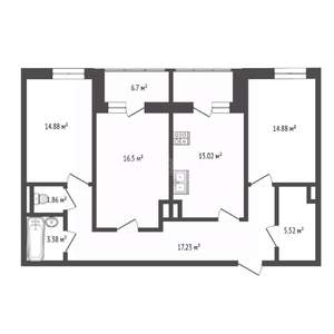 3-к квартира, вторичка, 89м2, 17/25 этаж