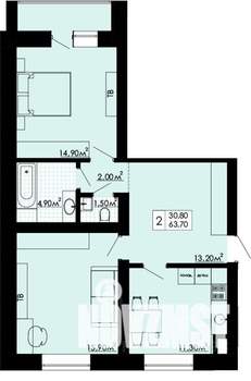 2-к квартира, вторичка, 64м2, 1/5 этаж