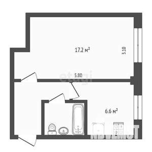 1-к квартира, вторичка, 31м2, 3/5 этаж