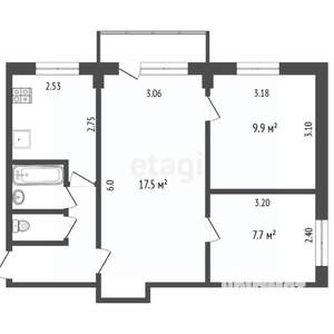 3-к квартира, вторичка, 49м2, 2/5 этаж