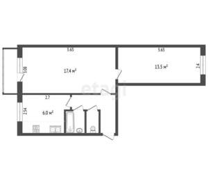 2-к квартира, вторичка, 45м2, 2/5 этаж