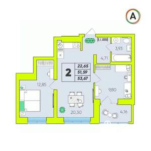 2-к квартира, вторичка, 54м2, 14/16 этаж