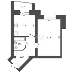 1-к квартира, вторичка, 45м2, 2/13 этаж
