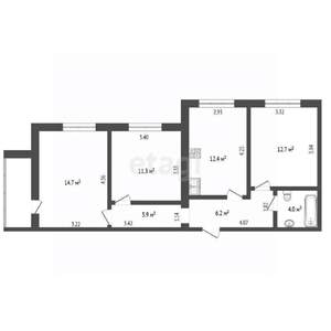 3-к квартира, вторичка, 65м2, 5/5 этаж