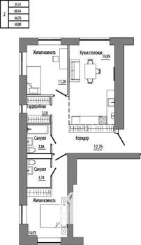 2-к квартира, вторичка, 68м2, 8/8 этаж