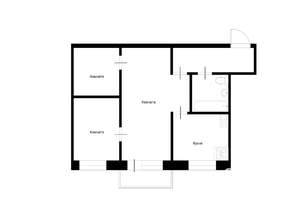 3-к квартира, вторичка, 46м2, 2/5 этаж