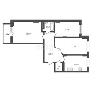 3-к квартира, вторичка, 79м2, 15/21 этаж