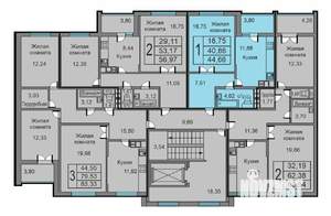 1-к квартира, строящийся дом, 45м2, 8/10 этаж