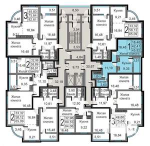1-к квартира, вторичка, 46м2, 3/20 этаж