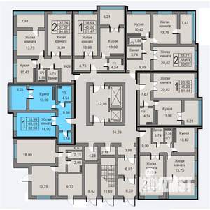 1-к квартира, строящийся дом, 53м2, 1/19 этаж