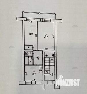 2-к квартира, вторичка, 61м2, 1/4 этаж