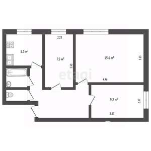 3-к квартира, вторичка, 51м2, 1/5 этаж