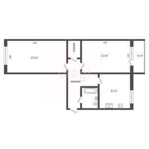 2-к квартира, вторичка, 53м2, 5/5 этаж